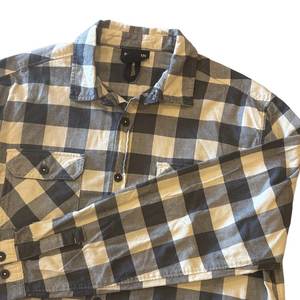 Burton Mens L Grey and Cream Checked Long Sleeve Flannel Shirt